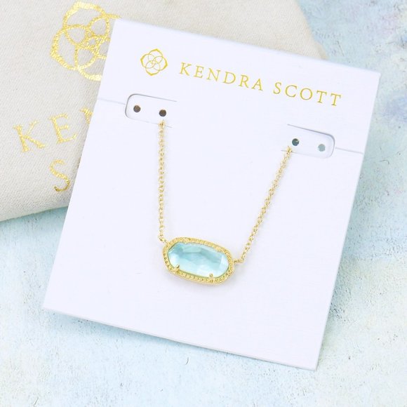 Kendra Scott Elisa Light Blue Illusion Necklace Gold Plated March - Picture 2 of 7